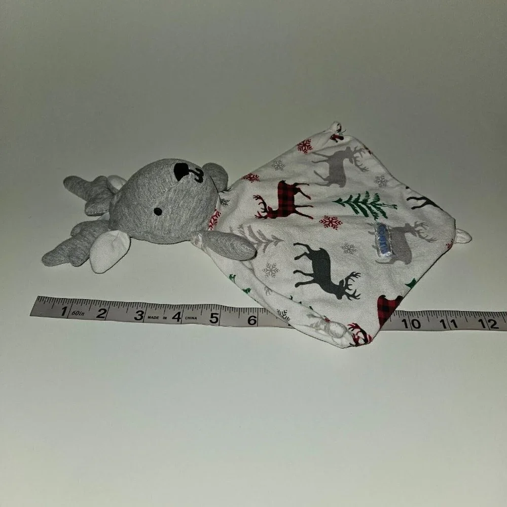 Max & Olivia Gray Reindeer Plush Mini Lovey Baby Toy Trees Snowflakes Winter